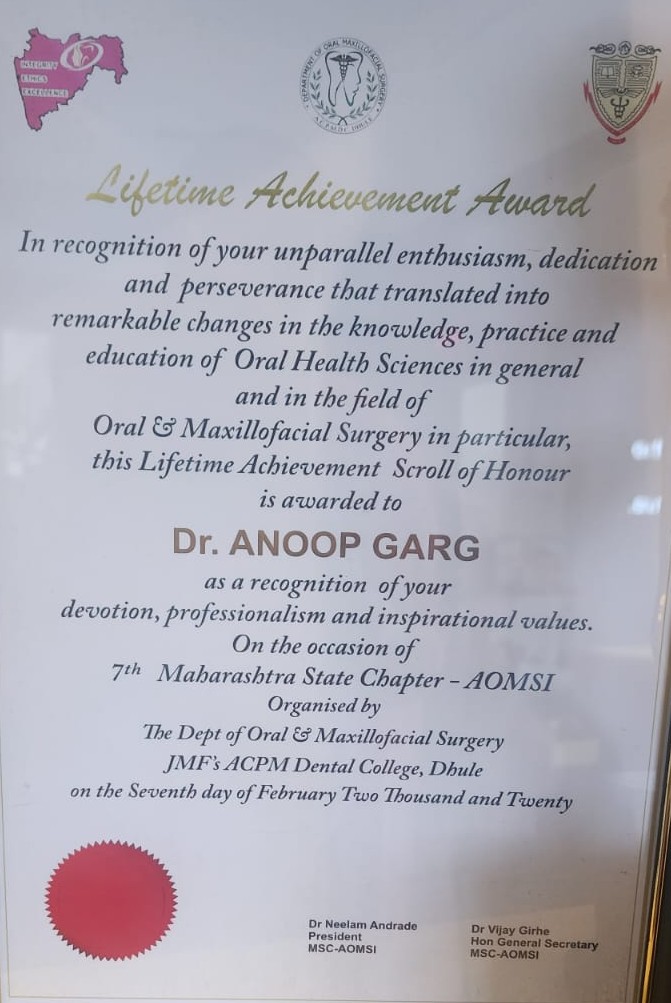 lifetime achievemnt-dr anoop garg